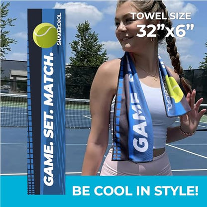 Original Cooling Towel – Be Cool in Style - Heat Relief, Soft, Lightweight, Sun Protection, Easy Clean - Perfect for Biking, Running, Yoga, Gym, Gardening - Tennis - color: Tennis
