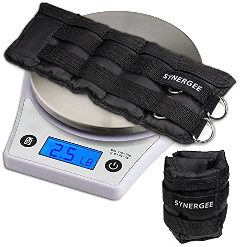 Synergee Comfort Fit Adjustable Ankle/Wrist Weights (Set of 2). Available in 5lb, 10lb & 20lbs. One Size Fits All. - color: a) 5 lbs - 2.5 lbs per side