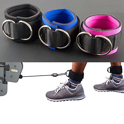 2Pcs Fitness Equipment Gym Ankle Strap Padded Double D-Ring Adjustable Ankle Weight Leg Training Brace Support Black