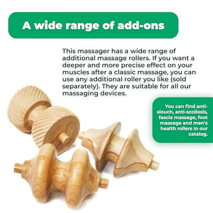 RIZONE 6-Rollers Massager for Back, Spine, Neck, Body and Legs Pain Relief – Wood Therapy Massage Tools
