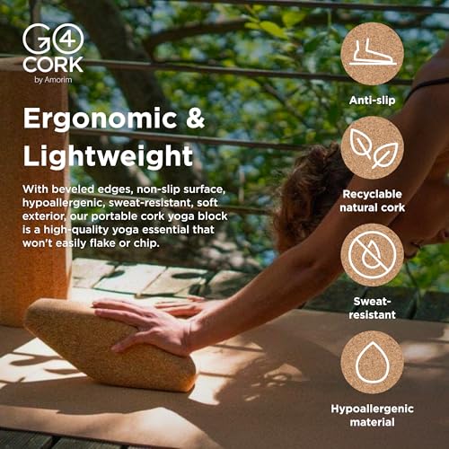 Go4Cork Cork Yoga Egg Block - Oval | 11 x 4 x 3" | Unique Shape for Comfort Grip | Non-Toxic, Alternative To Foam | Odorless, Soft, Non-Slip Wedge | Sustainable & Eco Yogi Gift