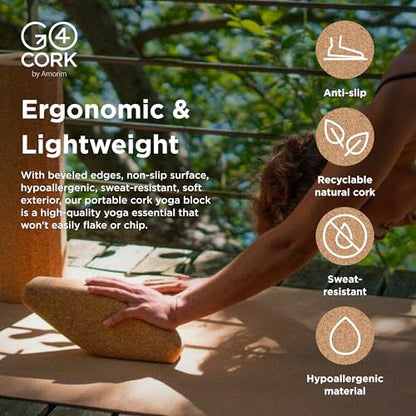 Go4Cork Cork Yoga Egg Block - Oval | 11 x 4 x 3" | Unique Shape for Comfort Grip | Non-Toxic, Alternative To Foam | Odorless, Soft, Non-Slip Wedge | Sustainable & Eco Yogi Gift