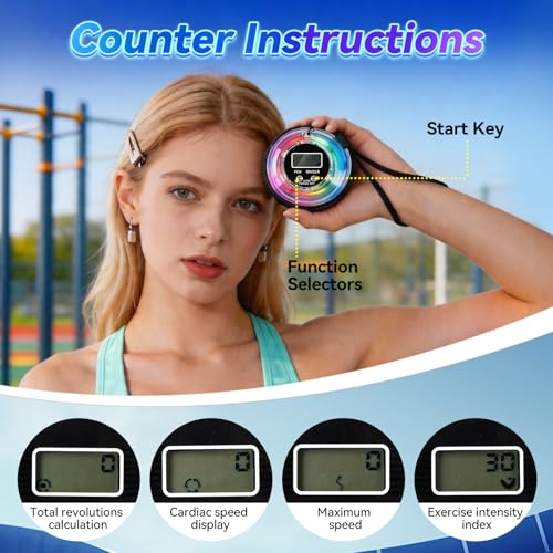 Torque Ball Hand Exerciser, Gyro Ball Wrist Strengthener for Seniors, Spin Grip Strength Trainer, Auto Start Spinner Torqueball with Counter for Forearm Strengthening