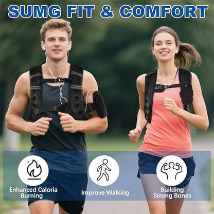 Fitvids Weighted Vest for Women & Men, Weight Vest with Detachable Phone Pouch for Walking, Running, Workout & Strength Training, 6lb/8lb/10lb Body Weight Vests for Fitness with Reflective Stripe - size: 10lb