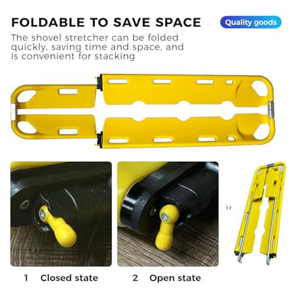 Adjustable Scoop Stretcher for Patient Transfer, Folding Medical Rescue Board with Safety Straps, 350 Lb Capacity, Portable PE Stretcher for Emergency Situations