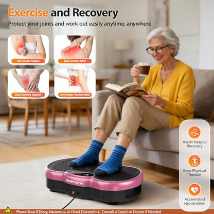 Vibration Plate for Weight Loss & Body Shaker Machine, Professional Full Body Vibration Machine with Wider Platform, Ultra Stable & Quiet, 120 Speeds, 330lbs Capacity, Home Fitness System - color: Pink