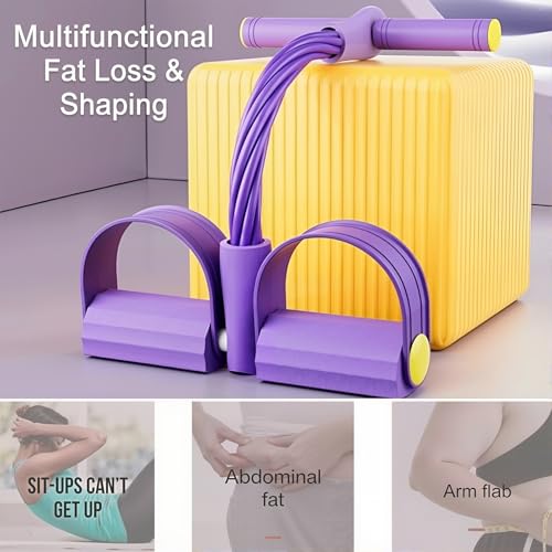 Pedal Resistance Bands with Handles, Upgrade Multi Function Pedal Training Band, 6-Tubes Natural Rubber Foot Pedal Resistance, Fitness Bands for Full Body, Abdomen, Waist, Arm, Leg(Purple)