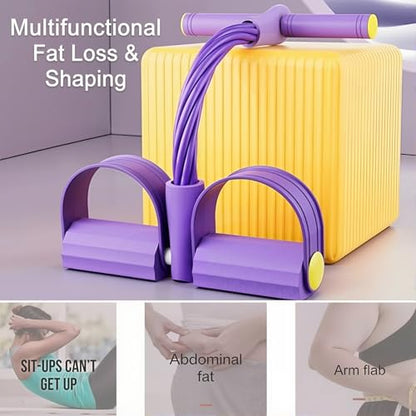 Pedal Resistance Bands with Handles, Upgrade Multi Function Pedal Training Band, 6-Tubes Natural Rubber Foot Pedal Resistance, Fitness Bands for Full Body, Abdomen, Waist, Arm, Leg(Purple)
