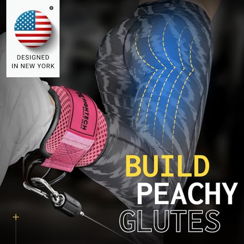 FIGHTECH Ankle Straps Cable Machine Attachment for Gym - Cable Kickback Ankle Straps - Padded Ankle Cuffs for Glute Kickbacks and Leg Workouts - color: Classic Pink