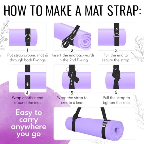 Yoga Strap & Mat Strap – 2 IN 1 – Cotton – 6 ft 8 ft 10 ft (30+ colors) – Adjustable Non-Slip Belt for Yoga, Pilates, Stretching, Physical Therapy, Fitness & Home Workout – For Carrying Mats