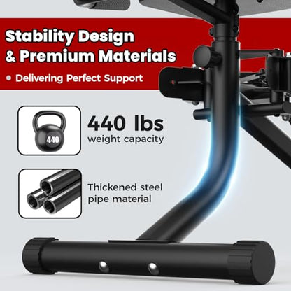 Hip Abductor Machine for Home Gym, 9 Levels Glute Workout Equipment, Booty Builder with 2 Resistance Bands, 2 in 1 Glute & Thigh Abductor Machine for Women & Men