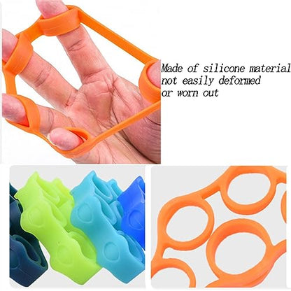 6 Pack Finger Strengthener - 3 Resistance Levels Silicone Exerciser - Hand Grip Trainer for Fitness, Guitar & Rock Climbing