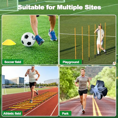 24Pcs Soccer Agility Training Equipment Set Ultimate Agility Poles Cones Ladder More for Quick Assembly and Easy Portability Suitable for All Skill Levels Enhance Speed Agility Training