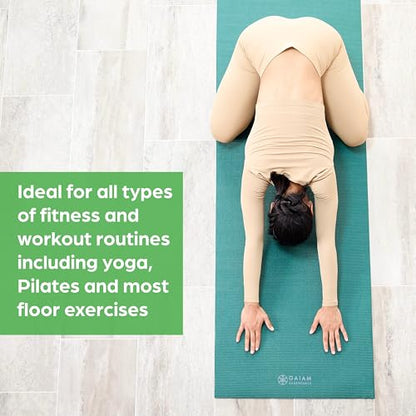 Gaiam Essentials 1/4" Thin (6mm) Yoga & Pilates, Fitness & Exercise Mat with Easy-Cinch Carrier Strap Cusion Support For Fitness and Gym Workouts - color: Black