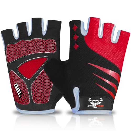 Half Finger Cycling Gloves for Men Women, Gel Padded Anti-Slip Shock Absorbing Weight Lifting Gym Gloves Cycle Mountain Bike Gloves for MTB, Biking, Hiking