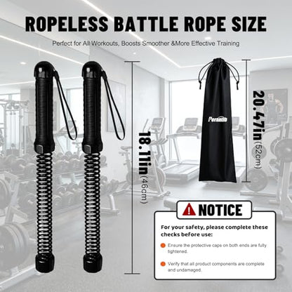 Poly Battle Rope with Cloth Sleeve -1.25/1.5/2 Inch Diameter 30' 40' 50' Lengths -Gym Muscle Toning Metabolic Workout Fitness, Battle Ropes for Home Gym - style: Ropeless Black