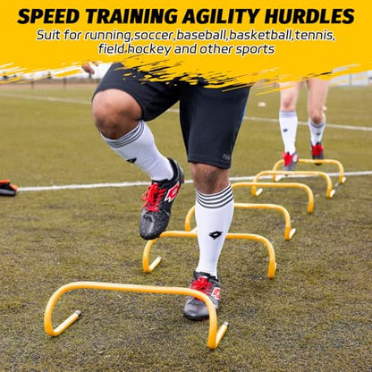 WOPPLXY 6 Pcs Speed Agility Training Hurdles, 6'' Detachable Agility Training Hurdles, Speed Training Agility Hurdles, Speed and Agility Training Equipment for Athletes, Soccer Training(Yellow)