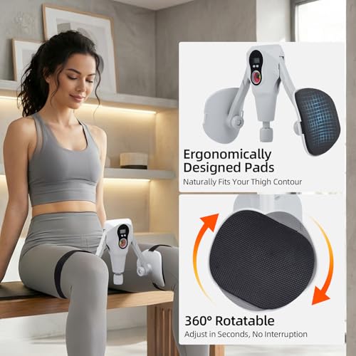 Abahub Inner Thigh Trainer with Display Counter, 0-132 LBF Adjustable Resistance Pelvic Floor Muscle Exerciser, Home Gym Kegel Trainer Includes Bands, Arm Workout Handles & Wireless Jump Rope