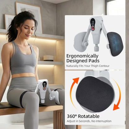 Abahub Inner Thigh Trainer with Display Counter, 0-132 LBF Adjustable Resistance Pelvic Floor Muscle Exerciser, Home Gym Kegel Trainer Includes Bands, Arm Workout Handles & Wireless Jump Rope