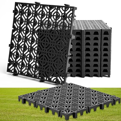 10 Pcs Ground Protection Mats, Interlocking Black 15.7 x 15.7 in - color: Black, size: 15.7 x 15.7 in
