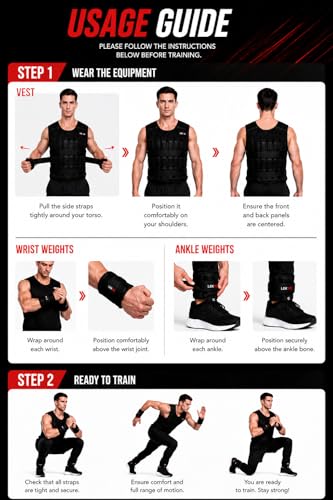 Weighted Vest Set 44LB for Men & Women, Adjustable Workout Weight Vest with Steel Plates, Weighted Training Vest with Wrist Weights and Ankle Weights for Strength Training, HIIT, Rucking & Cardio - color: Adjustable Weighted Vest Set 22LB