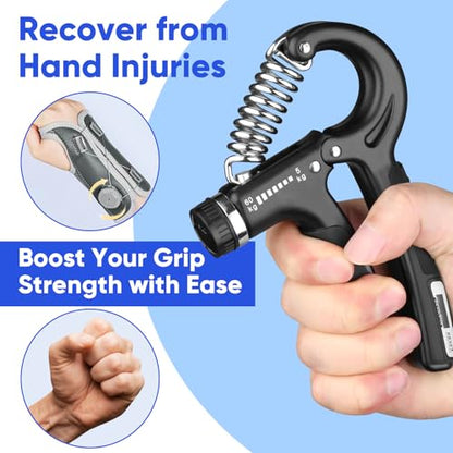 Adjustable Grip Strength Trainer, 11–132 Lbs (5–60kg) Resistance, Hand & Forearm Strengthener for Fitness, Recovery, and Daily Training