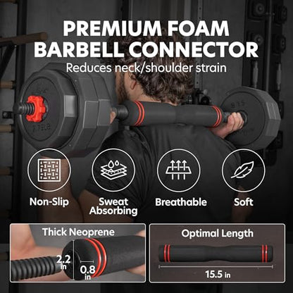 AmStaff 3-in-1 Adjustable Dumbbell, Kettlebell, Barbell Set, 2-43lbs, 12 Weight Levels, Compact Multifunctional Home Gym, Enhanced Transition, Safety Lock, Nonslip Handle