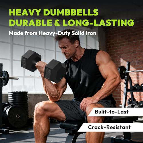 HANDBODE Hex Dumbbell 30-570 lb Dumbbell set, Rubber Encased Exercise & Fitness Dumbbells, Hand Weight for Strength Training - size: 30 lb, Pair, style: Chrome Handle