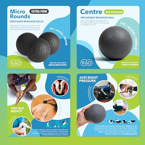RAD Yoga Bundle for Myofascial Release, Muscle Recovery, & Relaxation – Includes Multi-Use Yoga Block, Neuro Ball Foot Roller, Peanut & Massage Balls in Multiple Sizes & Densities