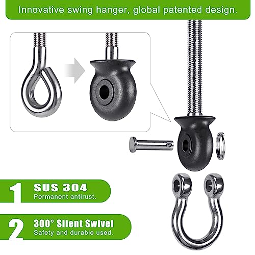 Dolibest Heavy Duty Swing Hangers, Stainless Steel 304 Swing Bolts, 180° Swing, Perfect for Playground, Porch, Yoga, Hammock Chair, Punching Bag - for Wood and Steel Beams,9.64'' (4Pack) - color: Silver 9.64''-4pcs