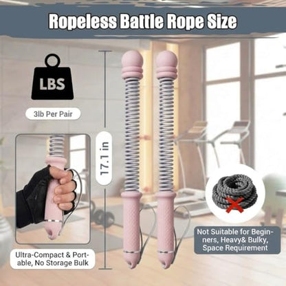 Portable Cordless Battle Ropes (Adjustable Weights) – Ropeless Weighted Exercise Equipment for Home Gym with Storage Bag | Low-Impact Workout, Strength & HIIT Training for Men & Women