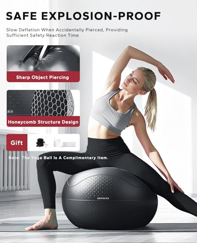 HAPBEAR Back Roller - Yoga Wheel Set with 26'' Exercise Ball – 12'' PP Spine Alignment Tool for Back Pain Relief, Core Strength & Full-Body Workout, for Home Gym & Therapy – Pump Included