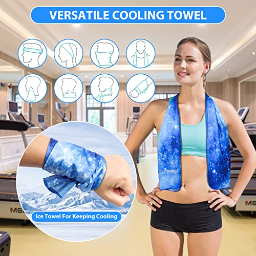 Cooling Towel, Cooling Towels for Neck,40" x 12"Ice Towel for Instant Cooling Relief, Soft Breathable Chilly Towel, Perfect Yoga, Golf, Sports, Gym, Athletes Towel (1PC-BStarry) - color: Bstarry