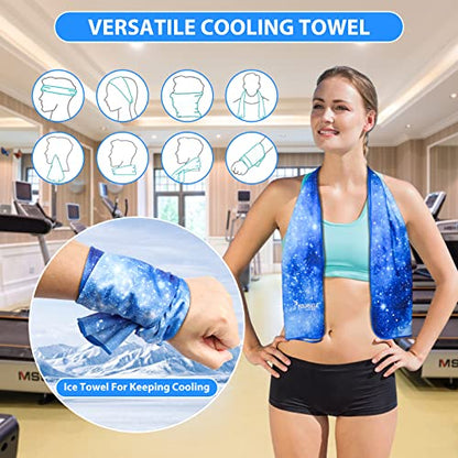 Cooling Towel, Cooling Towels for Neck,40" x 12"Ice Towel for Instant Cooling Relief, Soft Breathable Chilly Towel, Perfect Yoga, Golf, Sports, Gym, Athletes Towel (1PC-BStarry) - color: Bstarry
