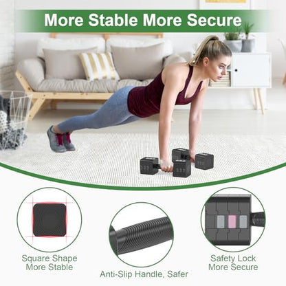 Hezeyferg 18LBS 22LBS Adjustable Dumbbells Set, Hand Weights Sets with Mutilple Levels, Adjustable Weight Dumbbells for Women/Men Home Gym Full Body Workout