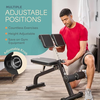 LifePro SculptTrainer Roman Chair with 330 lb Capacity — Incline Adjustable Hyperextension Bench for All-in-One Body Workout — Foldable Home Gym Back Extension Machine for Glutes, Core & Lower Back