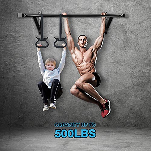 Pull Up Bar Wall Mounted Home Gym, 500lbs Capacity Heavy Duty Iron Chin Up Bar Upper Body Workout Bar for Strength Training Equipment, Fitness Exercise Frame for Indoor Outdoor Use