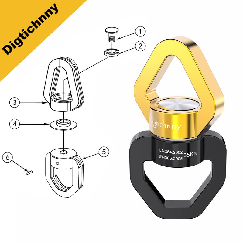 2 Pack Swing Swivel Heavy Duty, Aluminium Alloy 35KN Tree Swing Swivel Spinner for Children's Swing,Aerial Yoga,Web Tree Swing,Hanging Hammock Indoor Outdoor(Black-Gold with 4 Carabiners) - style: Black Gold-2 Pack with 4 Carabiners