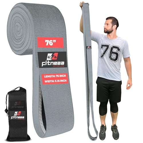 76" Inch Premium Extended Length Fabric Resistance Bands for Working Out – 3" Wide Non-Slip Extra Long – No Pinching & Snapping – Exercise Workout Fitness Stretch Band for Pilates - color: Gray