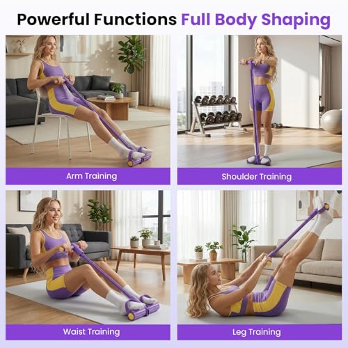 2026 Upgraded 8 - Tube Pedal Resistance Bands with Handles - Ultra - Strong Tension for Full - Body Workout - Ideal for Home, Office & Travel Fitness(Purple)