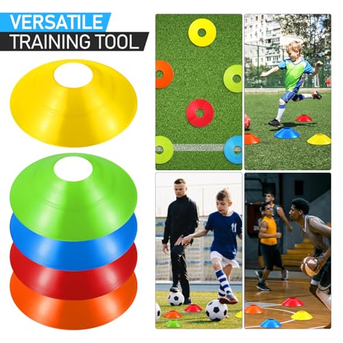Toyvian Soccer Disc Cones for Training - 30 Multi-Color Agility Practice Cones with Mesh Bag 7.40 Inch Durable Pe Cones for Football Basketball Sports Drills