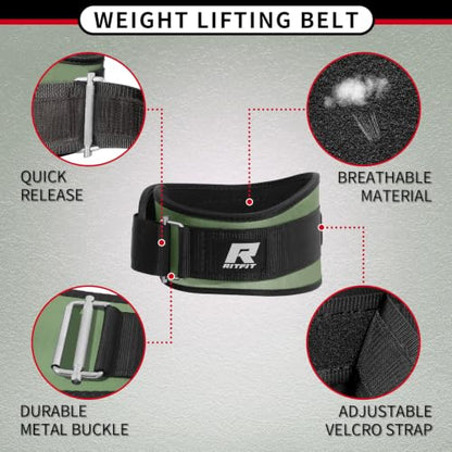 RitFit Weight Lifting Belt 6 Inch for Squats Deadlift Strength Training - color: Green, size: XL(43"-51")