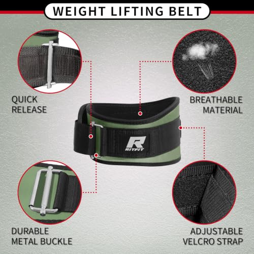 RitFit Weight Lifting Belt 6 Inch for Squats Deadlift Strength Training - color: Green, size: L(36"-44")