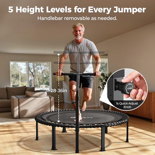 BCAN BT4 Soft Land Pro Adult Bungee Rebounder Trampoline Handle|FED Fitness - color: 48IN-Black