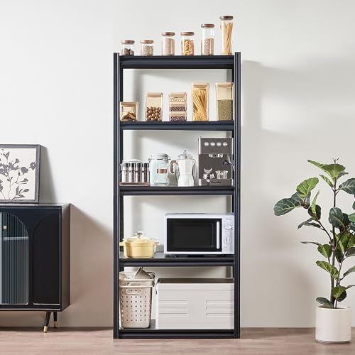 VEVOR Storage Shelves, 2000 lbs, 5 Tier Garage Storage Shelving, 18" D x 32" W x 72" H Adjustable Metal Shelves for Garage Shelves Utility Rack Shelf, Ideal for Kitchen, Warehouse, Basement, Black - size: 18" D x 32" W x 72" H