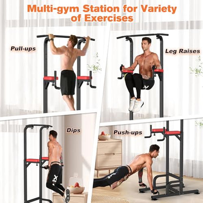 RELIFE REBUILD YOUR LIFE Pull Up Bar Free Standing Power Tower for Home Gym - color: RED