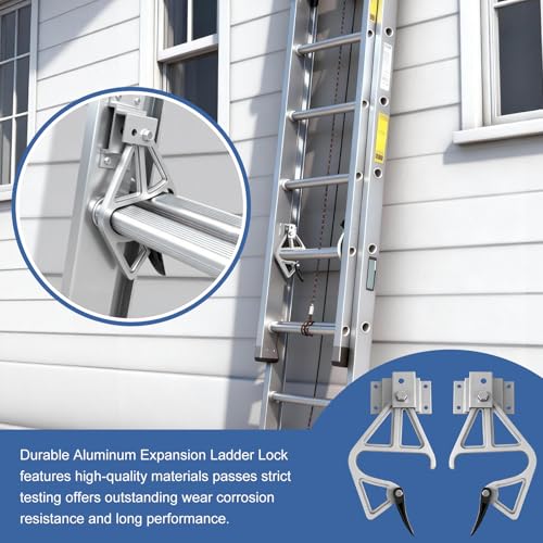 2 Pack Aluminum Extension Ladder Locks, Ladder Rung Lock Kit Compatible with Model 28-11 Werner Aluminum Fiberglass 24 ft, 28 ft, 32 ft, Extension Ladder Parts - color: Sliver