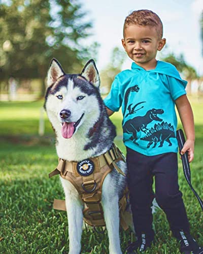 rabbitgoo Tactical Dog Harness for Large, Heavy Duty Military No Pull Vest - color: Brown, size: Large