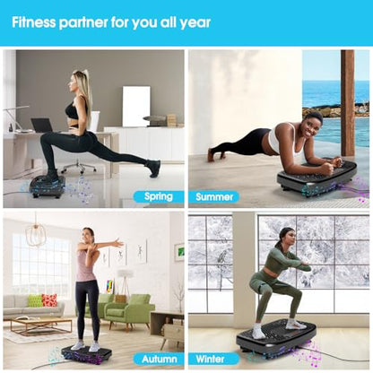 SoftGym Waver Vibration Plate Exercise Machine for Lymphatic Drainage Weight Loss,120 Speed Levels Vibrating Platform with Resistance Bands,Full-Body Workout Equipment for Muscle Activation - style: Slim- Midnight.BT
