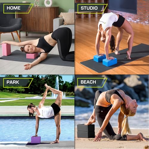 ProsourceFit Foam Yoga Blocks, High Density EVA Yoga Bricks 4”x 6” x 9” (Set of 2)